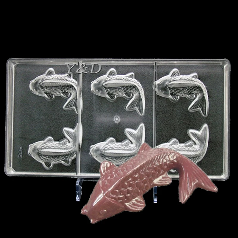 6 полостей форма рыбы ПК поликарбонатная Пластиковая для шоколадных