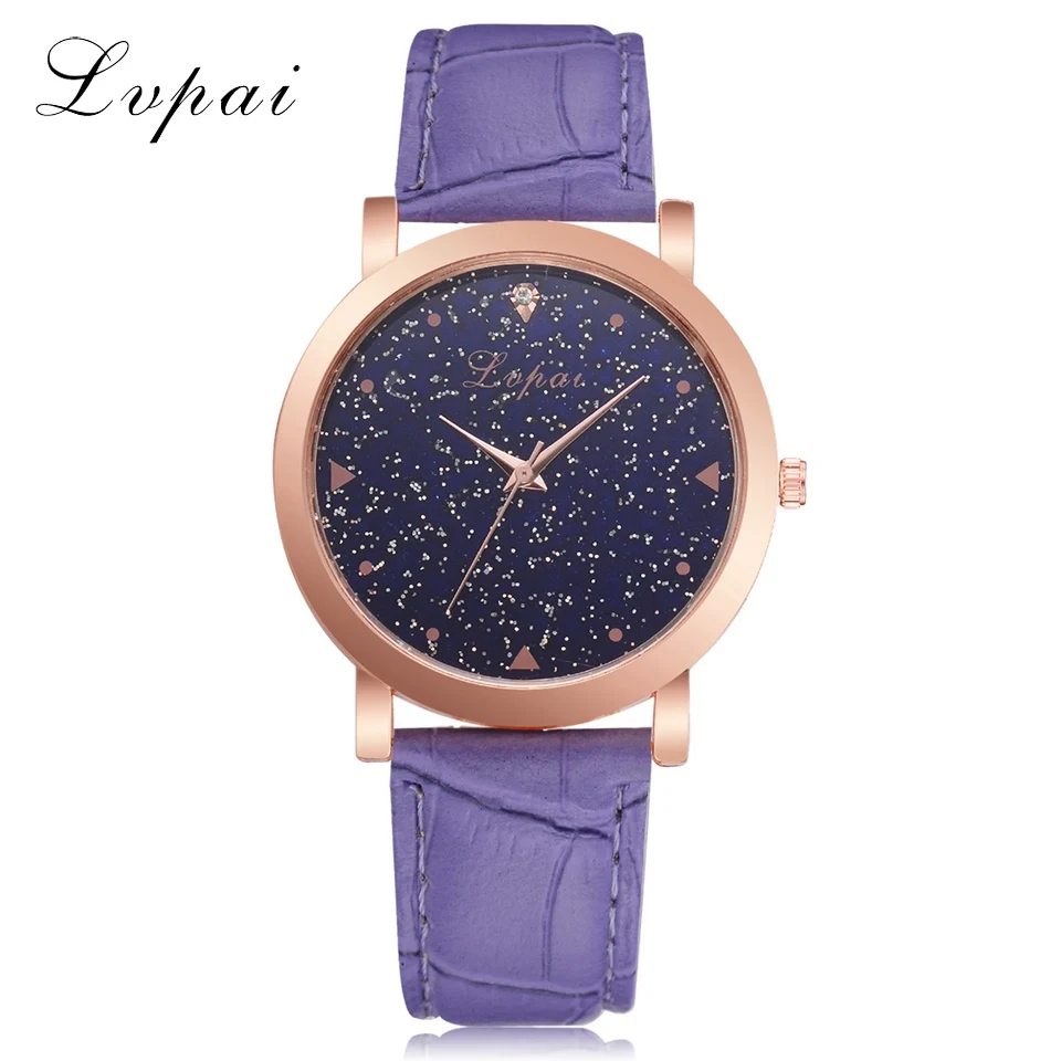 Light Purple Женское платье часы розовое золото нержавеющая сталь Lvpai бренд Модные женские наручные кварцевые часы в творческом стиле дешевые роскошные часы - Цвет: Light Purple
