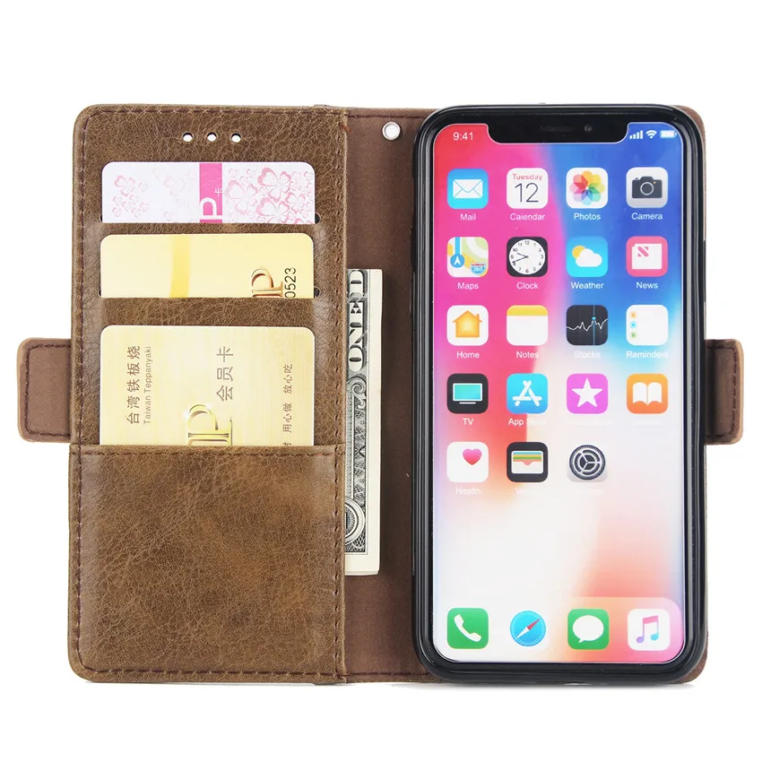 Роскошный кожаный чехол-бумажник для Iphone 8, 7, 6, 6S Plus, с отделениями для карт, с подставкой, с магнитной застежкой, чехол-книжка 360 для Iphone X, XS, MAX, XR