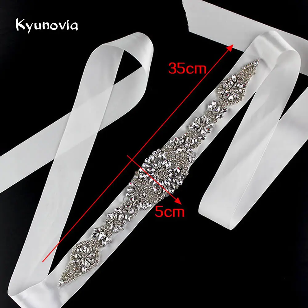 Kyunovia Свадебные ремни с кристаллами, атласные стразы, свадебное платье, ремень, свадебные аксессуары, Свадебная лента, пояс FB19