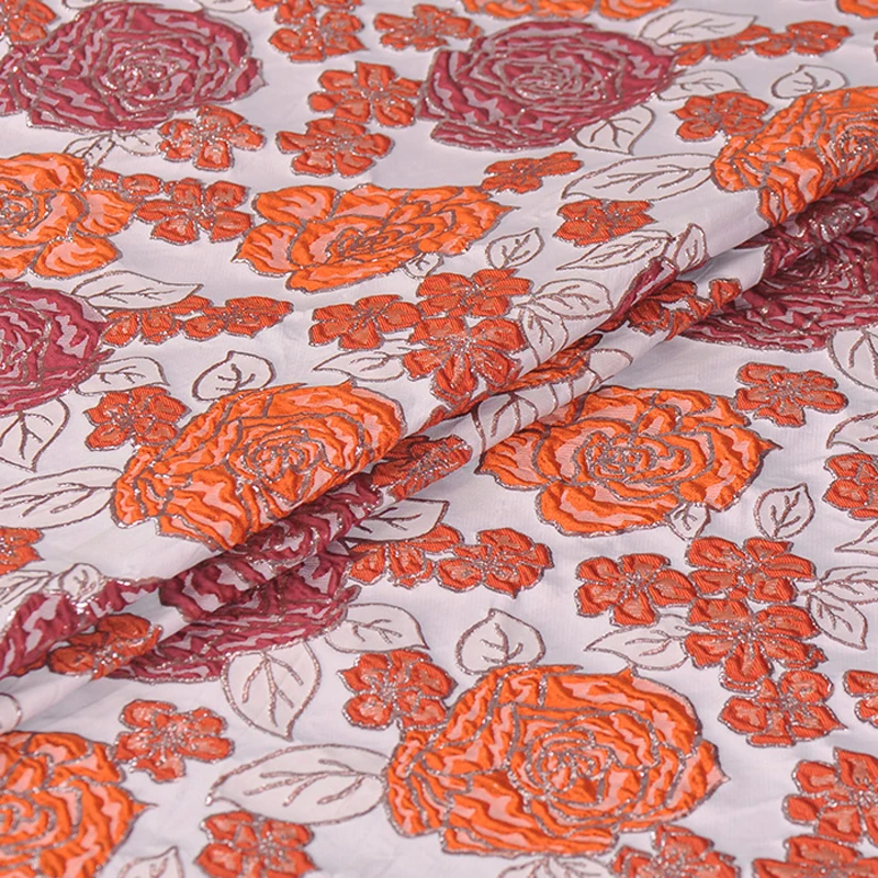 140 см ширина 212 г/м вес Оранжевый Цветочный жаккардовый акриловый полиэстер