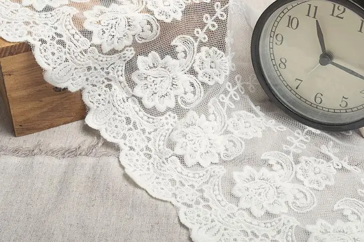 3 ярда Ширина 33 см белая Цветочная хлопковая нигерийская кружевная ткань
