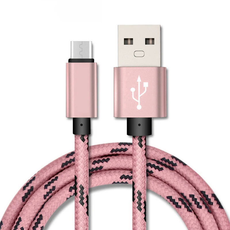 5V2A кабель для мобильного телефона Быстрая Зарядка Micro USB в клетку нейлоновый