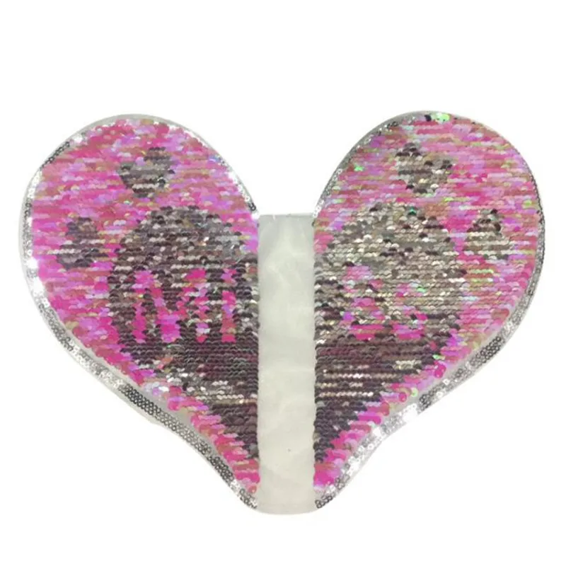 Flip sequins patch 275mm miss heart up and down turn over patches for clothing change color deal with it clothes diy stickers | Дом и сад