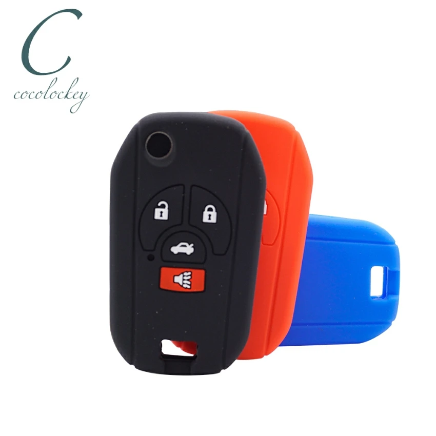 

Cocolockey 4Buttons Rubber Car Key Cover Fob Fit for NISSAN Maxima Altima Sentra Versa Remote Car Key Case Protector