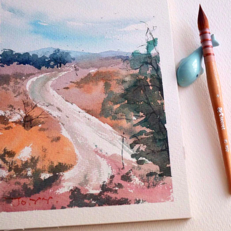 Фото Ручка для рисования ArtSecret 45RSQ, колонские волосы, кисти с деревянными ручками №5