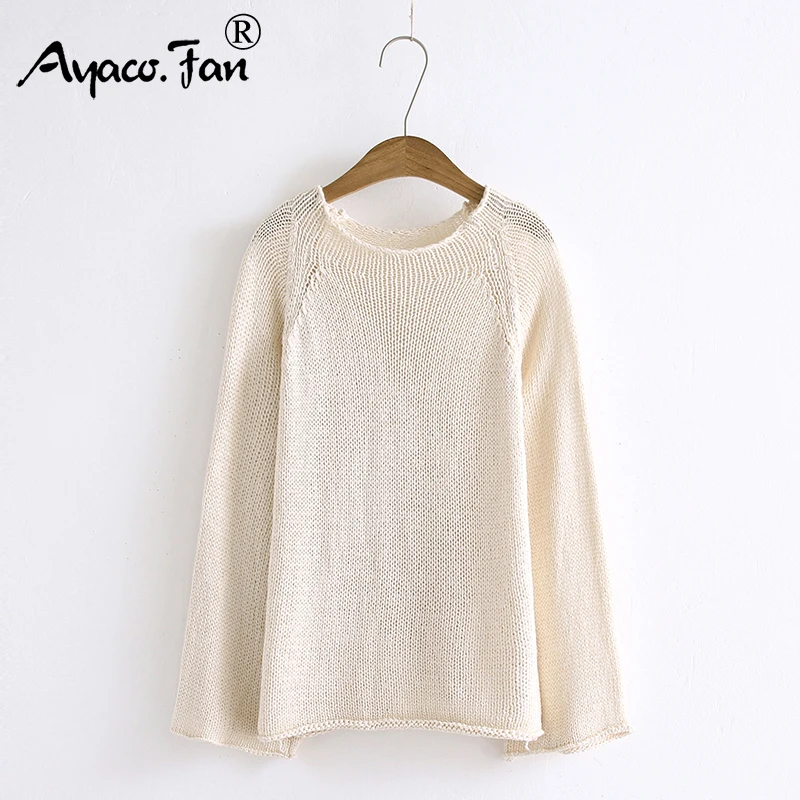 

Женский свитер, пуловер, осенние базовые вязаные хлопковые топы в рубчик, однотонный лаконичный джемпер с круглым вырезом, свитеры с длинны...