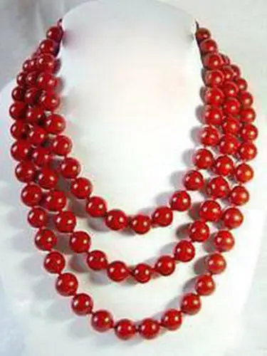 Новая прекрасная подвеска красный коралл Цепочки и ожерелья 60 &quot10 мм Имитация