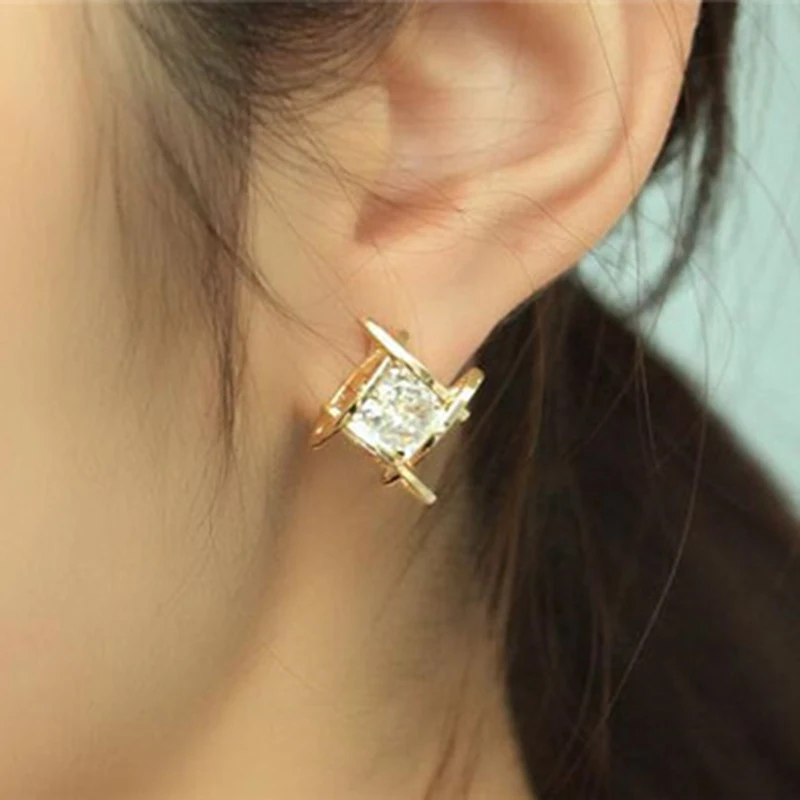 elegant and charming black with rhinestones full of crystal squares Earrings-carnations for For women Shoes girls 20182105 | Украшения и
