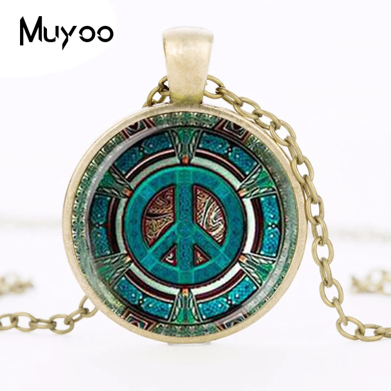 Кулон в виде стеклянного купола Hippie Peace ожерелье ручной работы модные ювелирные