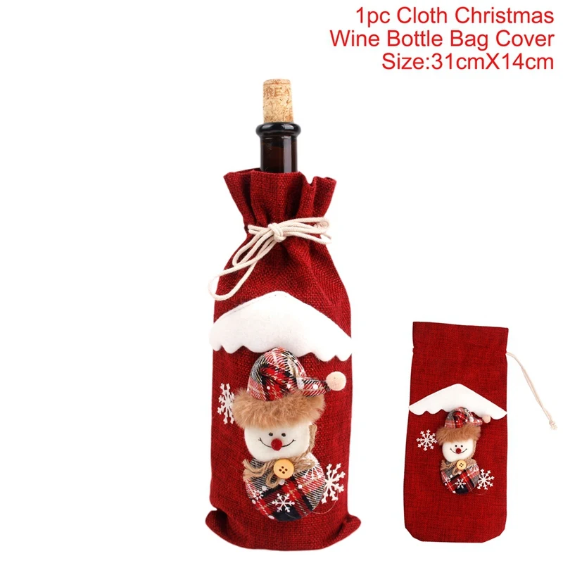 wine bottle set 3 FengRise рождественские украшения для дома Санта Клаус крышка бутылки вина снеговик чулок держатели для подарков Рождество Navidad декор год - Цвет: wine bottle set 3