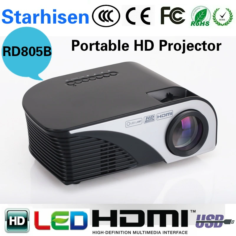 2016 Последним Starhisen RD805B Портативный СВЕТОДИОДНЫЙ Проектор Full HD Мини Видео Для