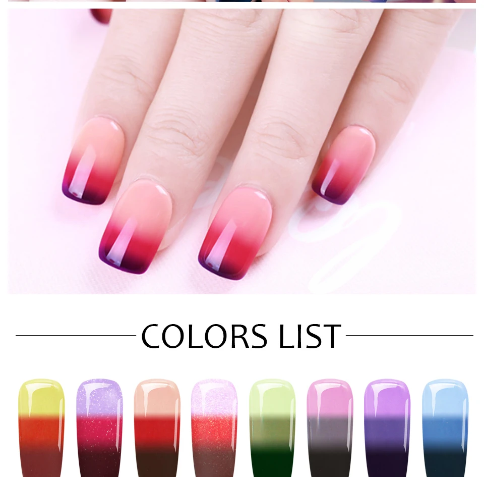 LAKIMU Nails Art УФ Гель-лак изменение температуры Цветной Гель-лак для ногтей длительное Замачивание Хамелеон термо гель лак