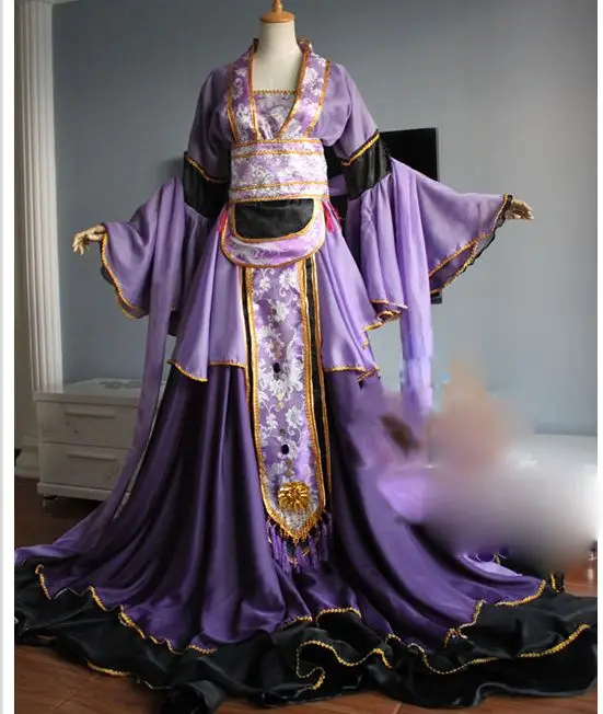 Карнавальный костюм Hanfu Cos Hua Qiangu Yao Shen фиолетового цвета для аниме компьютерная