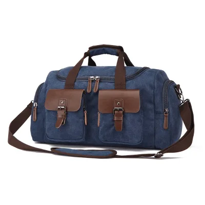Dark blue MARKROYAL, холщовая кожаная мужская дорожная сумка, Европейский стиль, дорожные сумки, сумка, вместительная сумка на плечо, дорожная сумка через плечо, багаж - Цвет: Dark blue