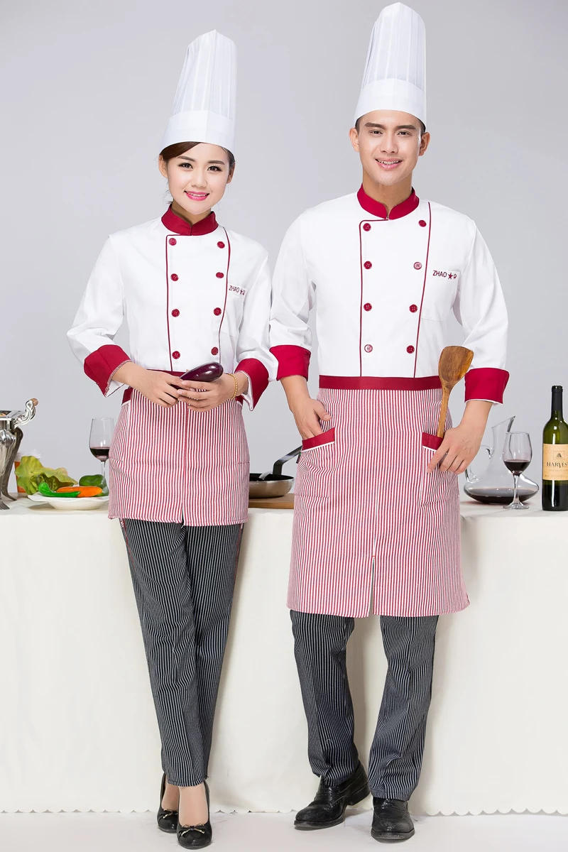 

New Summer Chef Uniform Long Sleeved Double Breasted Restaurant Cook Uniforms Work Wear Hotel Cook Clothes TLL05