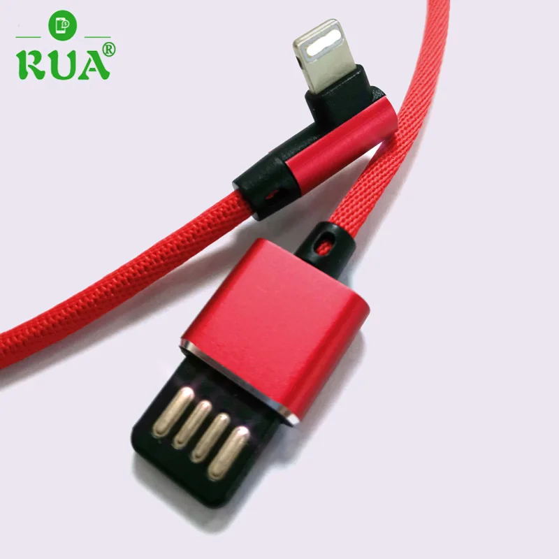 

90 градусов 2.3A Быстрая зарядка USB L Реверсивный кабель синхронизации данных тканевый Шнур для Apple lightning