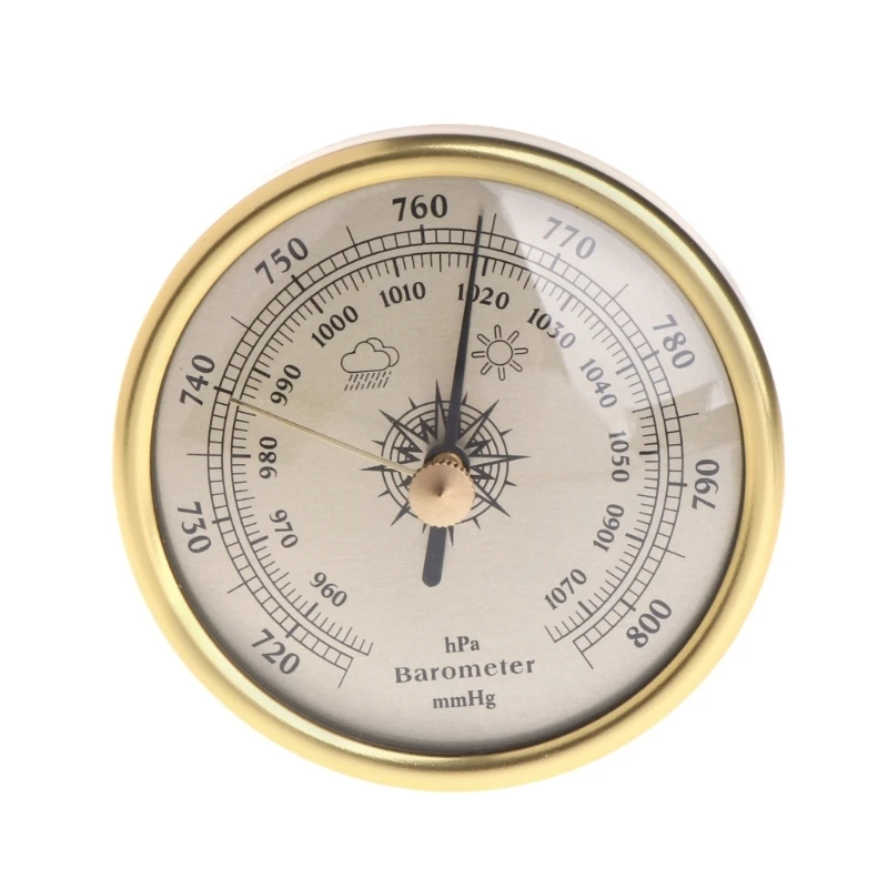

72mm Wall Hanging Barometer 1070hPa Gold Color Round Dial Air Weather Station
