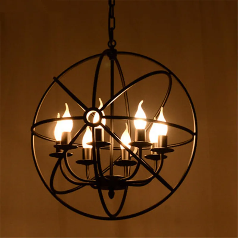 Ретро промышленный стиль кованого железа Глобус люстра личность кафе ресторан