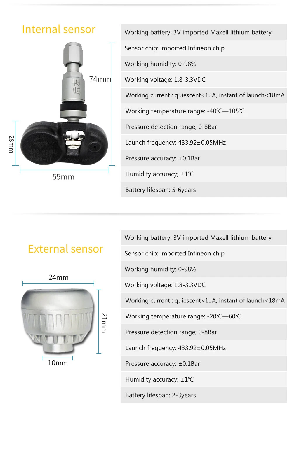 JINGZUAN новейший дизайн TPMS Авто OLED TMPS система контроля давления в шинах 4 экстерна/внутренние датчики разъем obd
