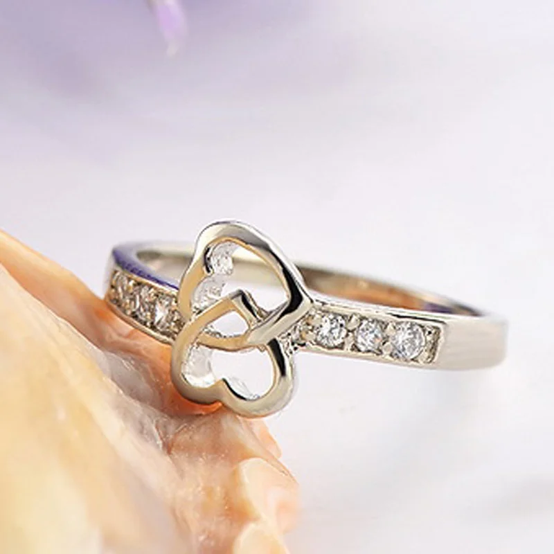 Леди блокировки сердце кольцо со стразами Обручение обручальное Свадебные