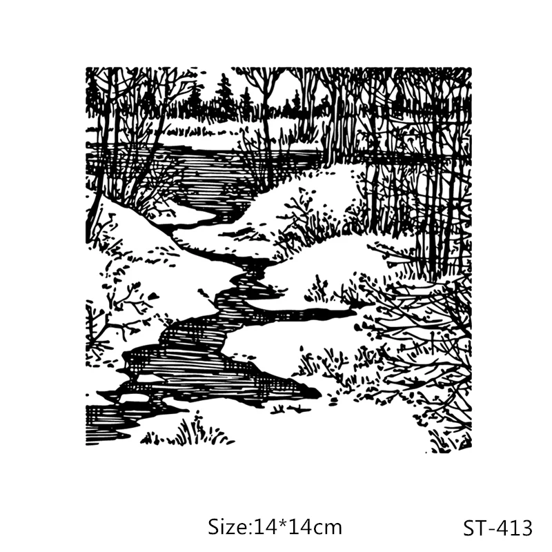 

Trees and Rivers Clear Silicone Stamp/Seal for DIY Scrapbooking/Photo Album Decorative Card Making Clear Stamps /Seamless stamp