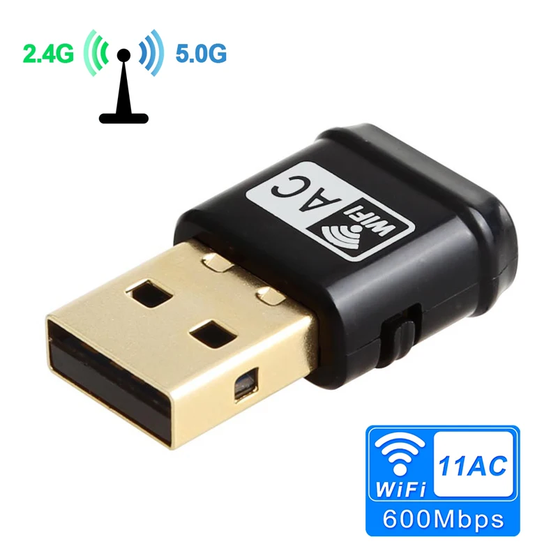TEROW Беспроводной Wi Fi адаптер AC 2 4G 5 ГГц Двухдиапазонная антенна USB 600 Мбит/с