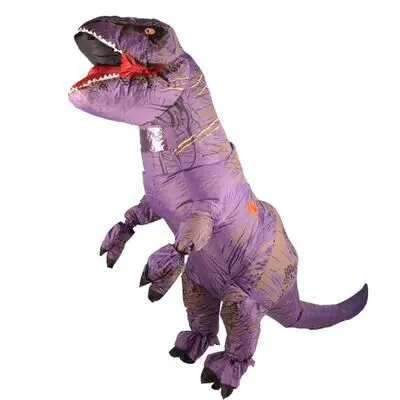 purple dinosuar Надувной динозавр T REX костюмы для взрослых Kid Для женщин Для мужчин Blowup T-Rex Dinosaur Хэллоуин надувной костюм талисман партии платье - Цвет: purple dinosuar