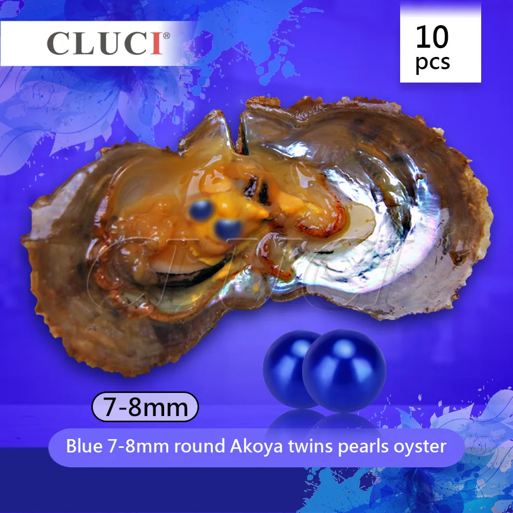 

Жемчуг CLUCI Royal Blue Akoya в устрицах, 10 шт., 7-8 мм, двойные жемчужины 20 дюймов, 2 в одном, лучший подарок WP275SB