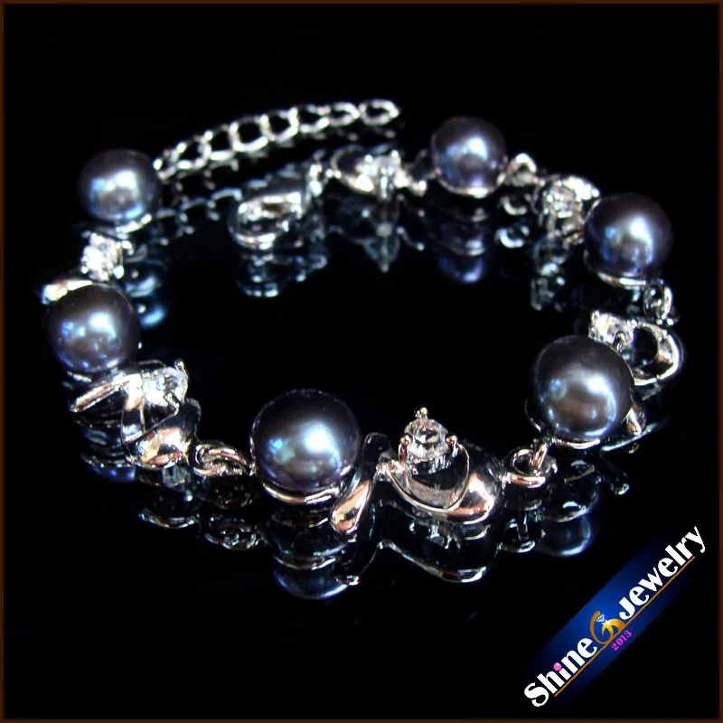 Браслет из натурального пресноводного жемчуга регулируемая цепочка 8-9 мм с