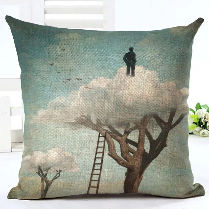 18-дюймовая хлопковая льняная наволочка с мультяшным принтом домашняя