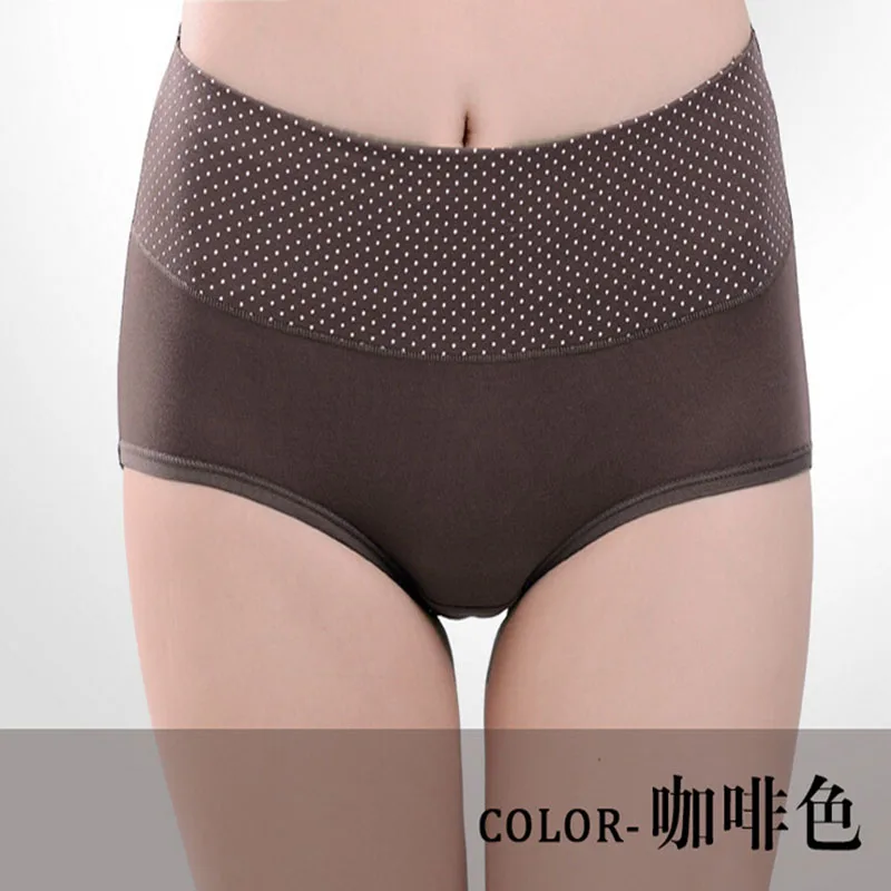 Modal Dot Printed Briefs Grande Taille High Waist Women's Underwear Sexy Hip Abdomen Panties calcinha fio dental CD131 | Женская