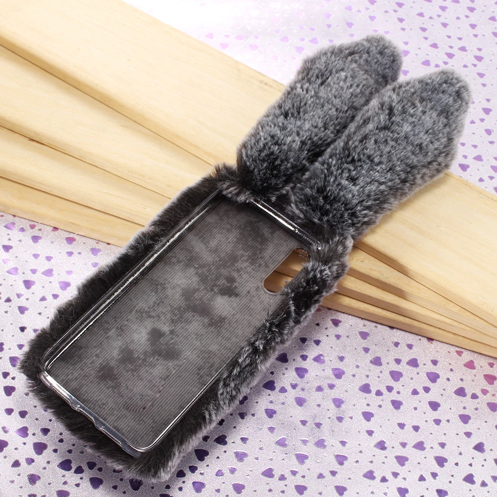 Huawei P20 Pro Case For Rabbit Ear Hair Fur Cute Coque Warm Plush Fluffy Back Cover Soft Lite |