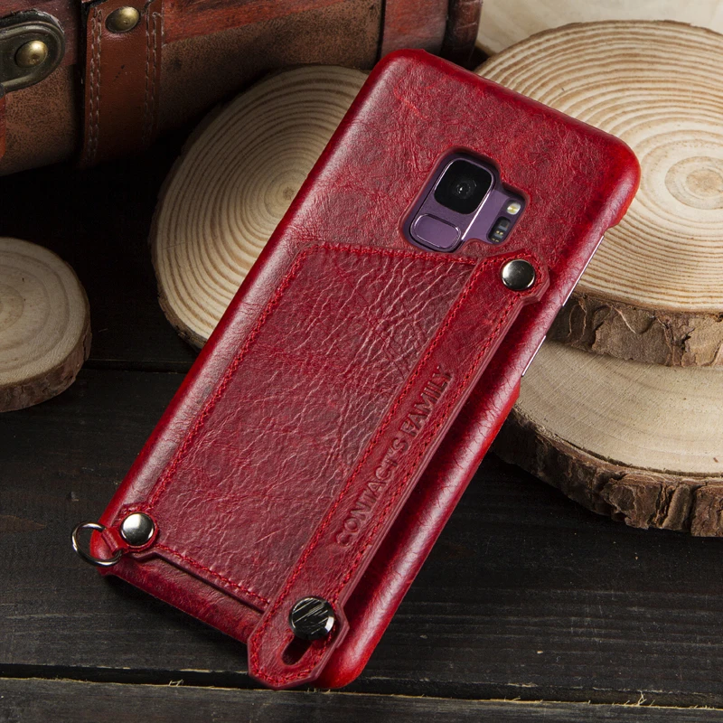 Обувь из натуральной кожи с отделением для карт чехол для samsung Galaxy S9 подставка держатель чехол для samsung Galaxy S9 противоударный Для мужчин Бизнес задняя крышка