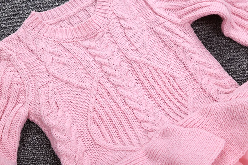 Весна Осень 2018 плотные теплые платья для девочек вязаное праздвечерние чное