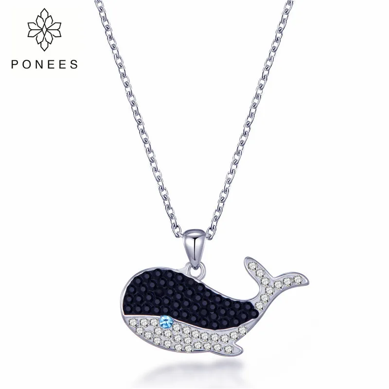 Ожерелье PONEES с Китом в виде животных ожерелья рыбками и подвески для женщин милым