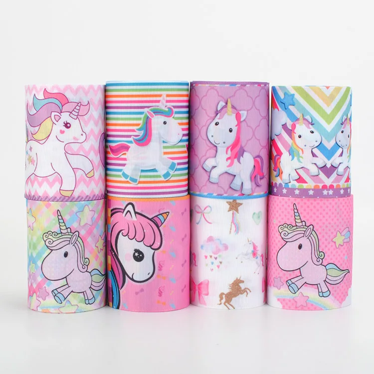 Репсовая лента с принтом единорога 5/10 ярдов 3 дюйма 75 мм 5 стилей 1 ярд 2 ярда|Ленты