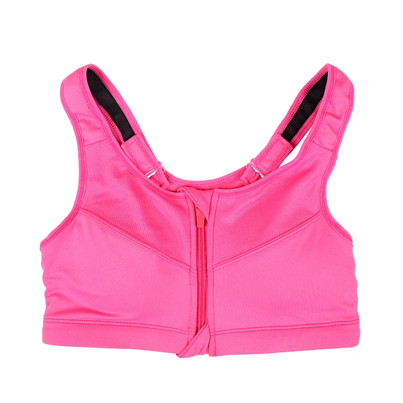 Rose red 2XL-5XL спортивные бюстгальтеры на молнии для фитнеса, женские бюстгальтеры пуш-ап для спортзала, бега, мягкие бюстгальтеры, майка, спортивный жилет, Спортивное нижнее белье - Цвет: Rose red