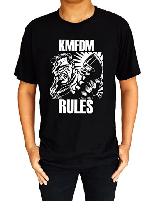 KMFDM Правила Kein Mehrheit F r Die Mitleid Группа Логотип мужская Футболка | Мужская одежда