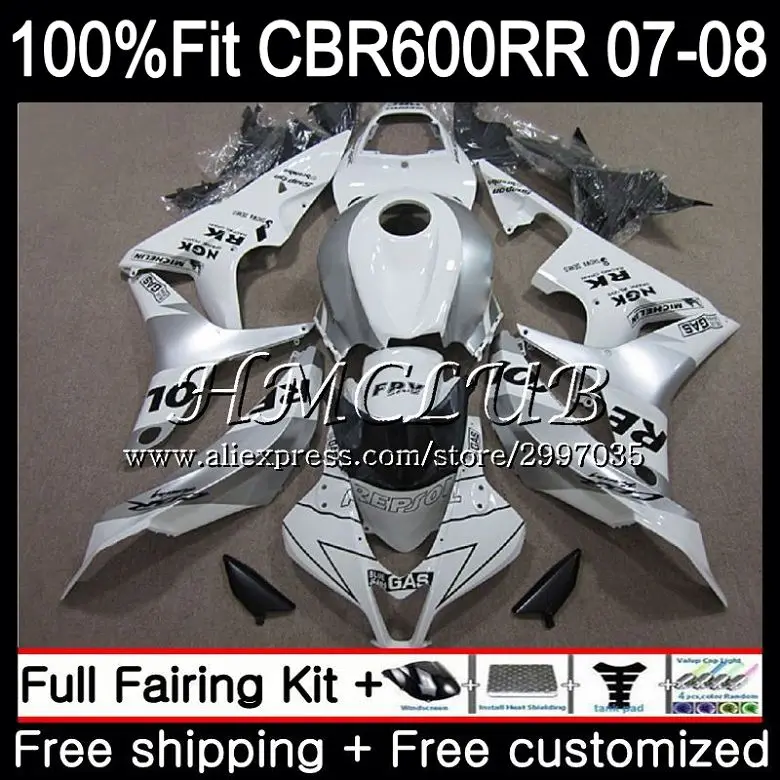 

Инъекции для HONDA CBR 600 RR 600F5 CBR600RR 2007 2008 81HC. 18 CBR600F5 F5 07 08 Repsol белый CBR 600RR CBR600 RR 07 08 обтекатель