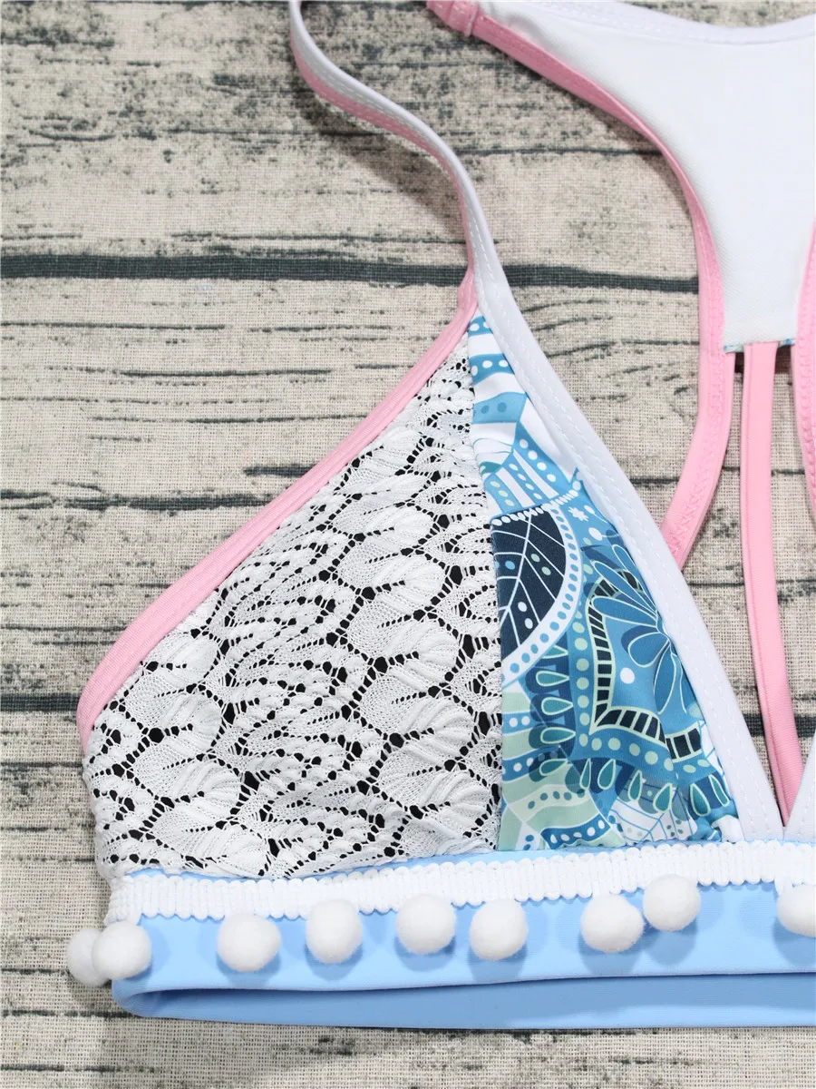 2018 милое бикини с открытой спиной женский купальник бразильский пуш ап кружевные