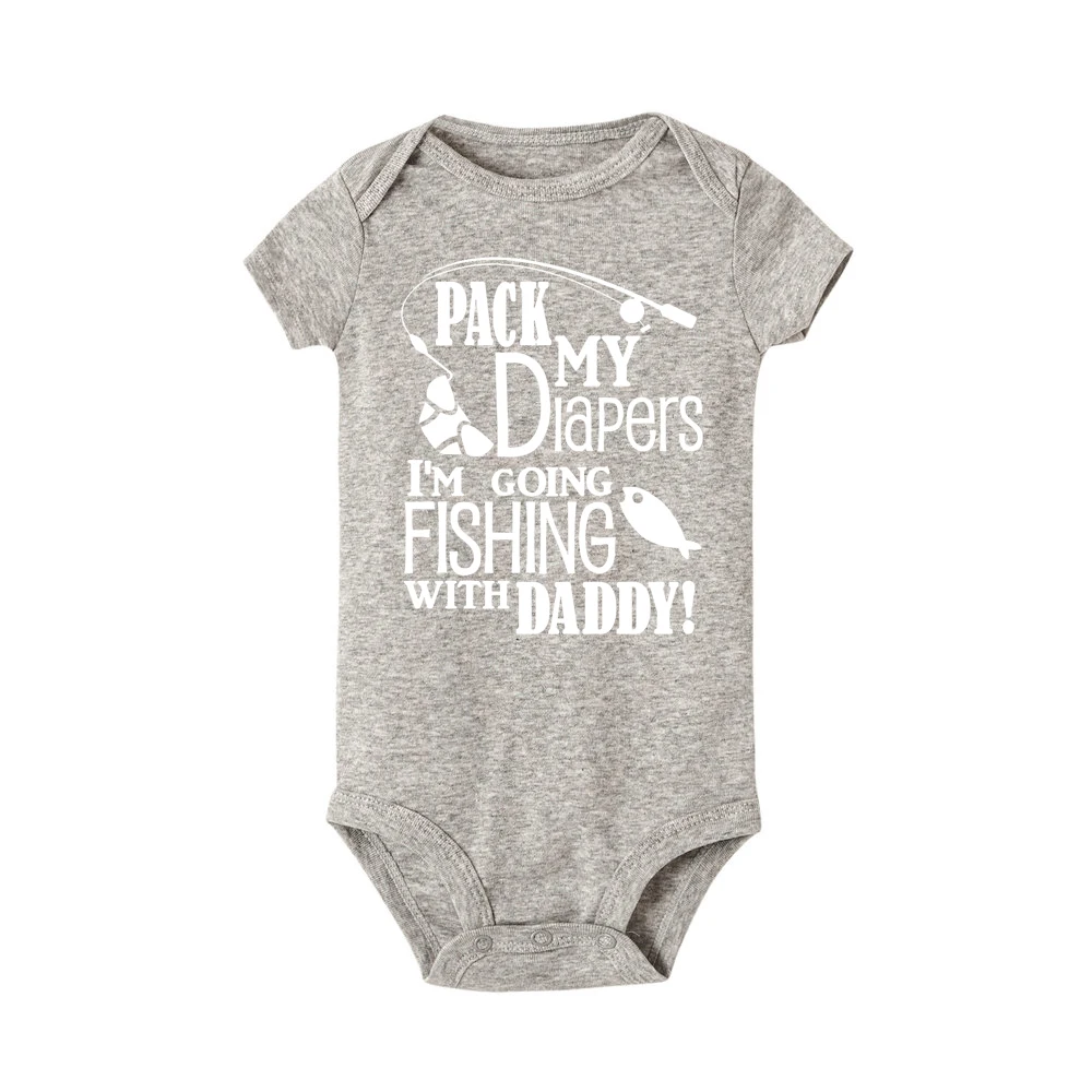 Летний комбинезон с надписью «I am going Fishing with daddy» для новорожденных мальчиков и девочек, комбинезон с короткими рукавами, одежда для детей от 0 до 24 месяцев