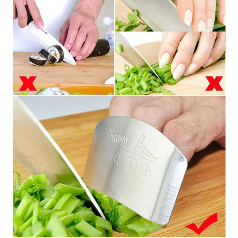 Sqinans Stainless Steel Finger Hand Protector Guard Safe Kitchen Gadget Cooking Tools | Дом и сад