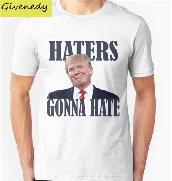 Забавный Ненавистников Возненавидят Дональд Трамп Футболки Мужчин Swag Хлопок с