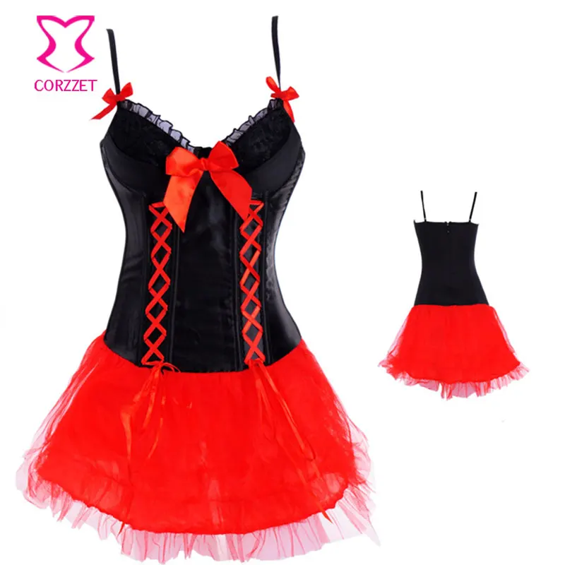 

Black Satin&Red Mesh Patchwork Fancy Carnival Halloween Dress Woman Costume Cosplay Sexy Costumes For Adults Fantasias Feminina