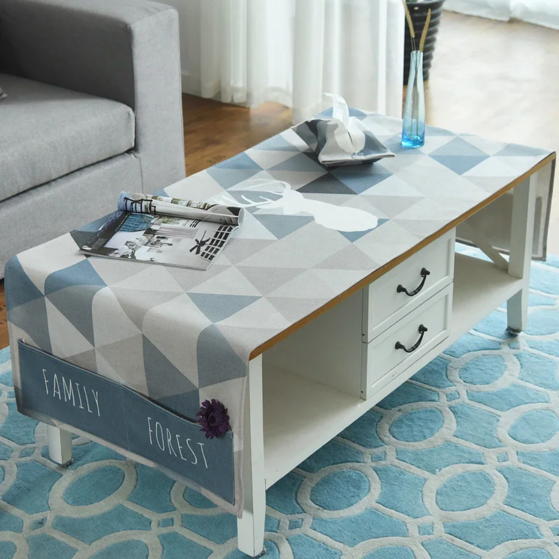 New Nordic home art modern minimalist cotton& linen fresh rectangular table cloth living room TV cabinet coffee table FG1124