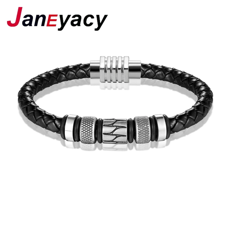 Бренд Janeyacy 2018 модные браслеты из нержавеющей стали женские и кожаные мужские