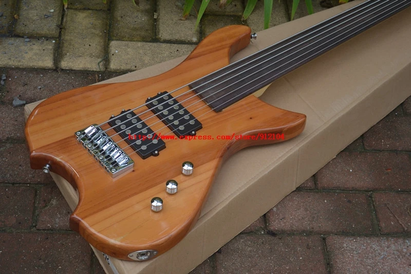 Новый 6 струн fretless электрический бас гитара в натуральном Бесплатная доставка BJ