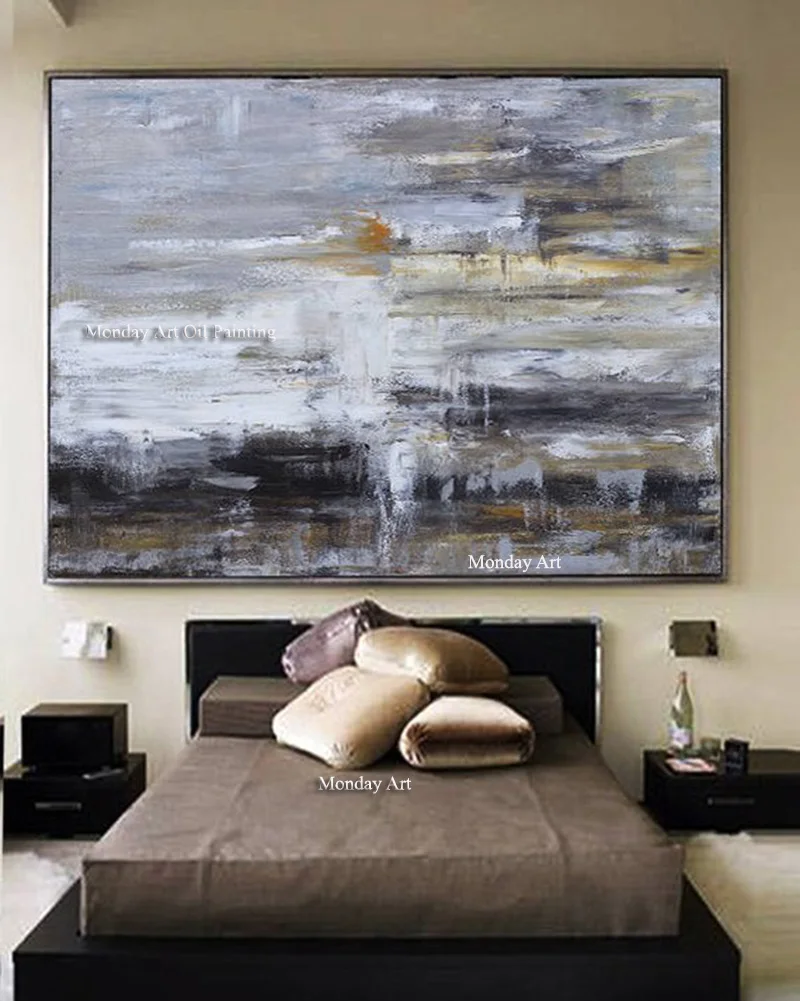 

Large Oil Paintings Original Modern Abstract Art White Amber Yellow Blue Oil Painting Contemporary Art Interior Design Wall Art