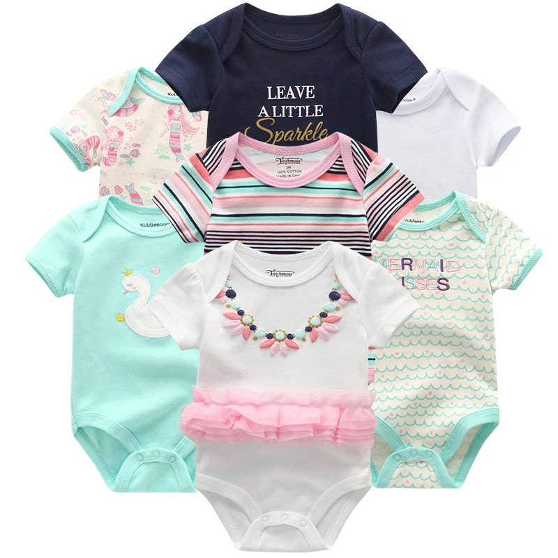 

Top Quality 7PCS/LOT Baby Boys Girls Clothes 2020 Fashion Roupas de bebe Clothing Newborn rompers Overall baby girl jumpsuit